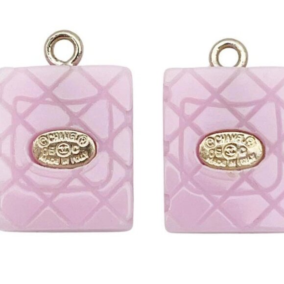 CHANEL Black CC Logos Pink Quilted Stud Earrings Gold Tone 05C Auth w/Box - Picture 2 of 16